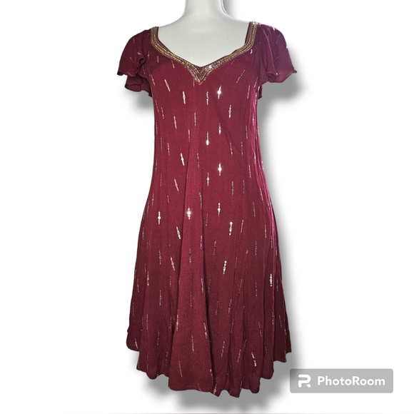 Altar'd State Dresses S Altard State Burgundy Dress With Gold